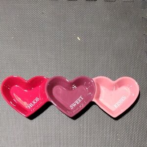 Heart-Shaped Holiday Decor Dish Set - Pink and Red
